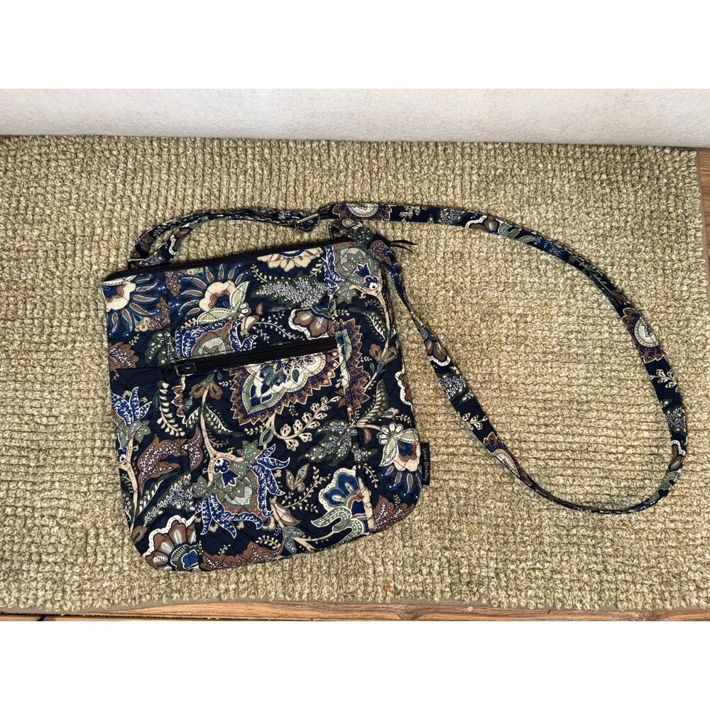 Vera Bradley Hipster Crossbody Bag - Floral Paisley White Blue Brown Nice